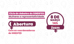 Abertura do Ciclo de Debates: Mulheres e representatividade será hoje, dia 8, às 14h, via Zoom 3
