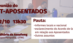 GT-APOSENTADOS CONVOCADA APOSENTADOS, APOSENTADAS E PENSIONISTAS PARA REUNIÃO NESTA QUARTA, DIA 02/10 9